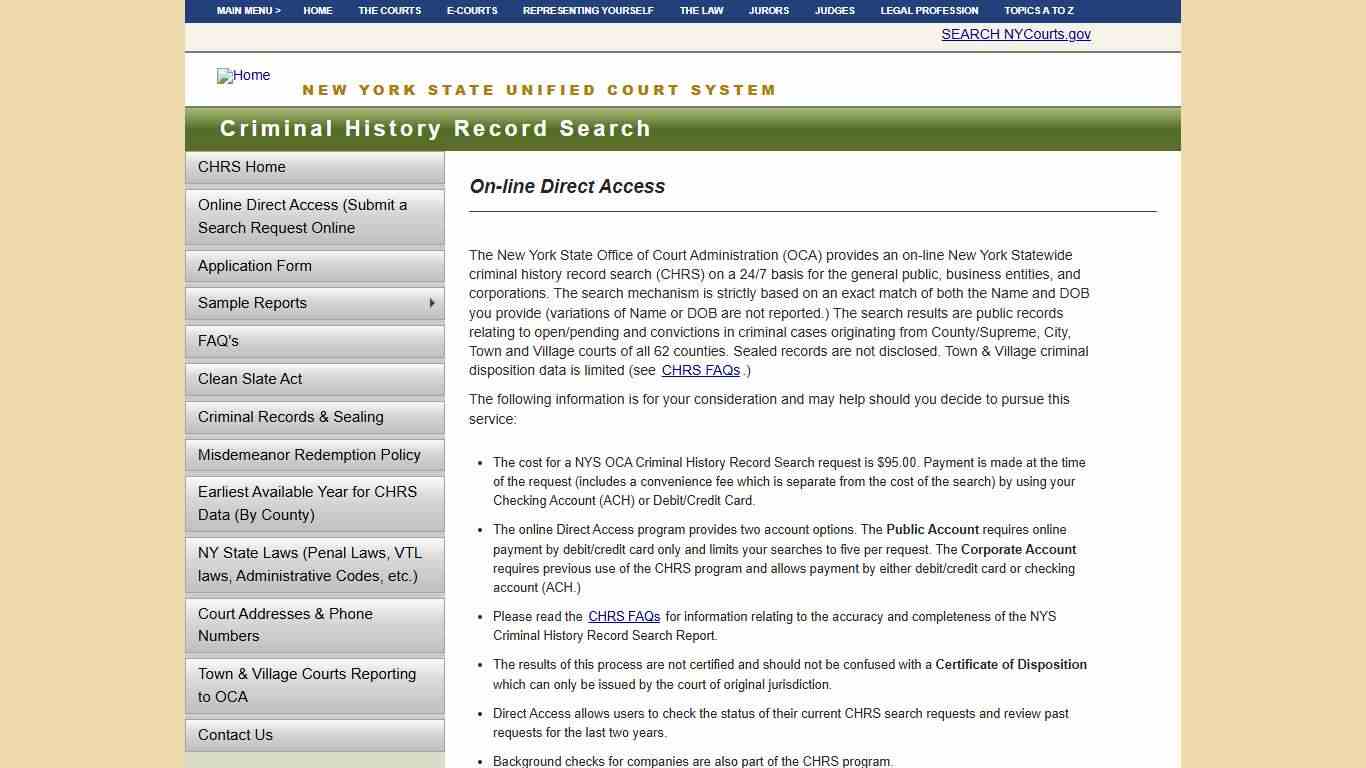 On-line Direct Access | NYCOURTS.GOV